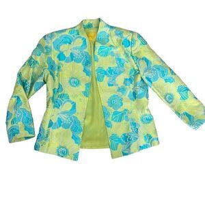 Flores And Flores Green And Blue Floral Blazer Lined SZ 100 Bright, MY23